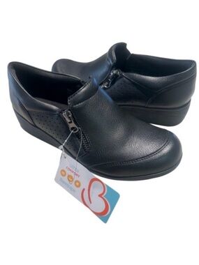 Baretraps Franny Black Zip-Up Comfort Wedge Loafers - Women’s Size 6M